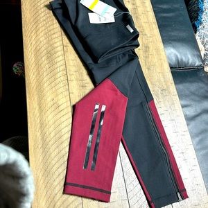 Zella leggings black and maroon